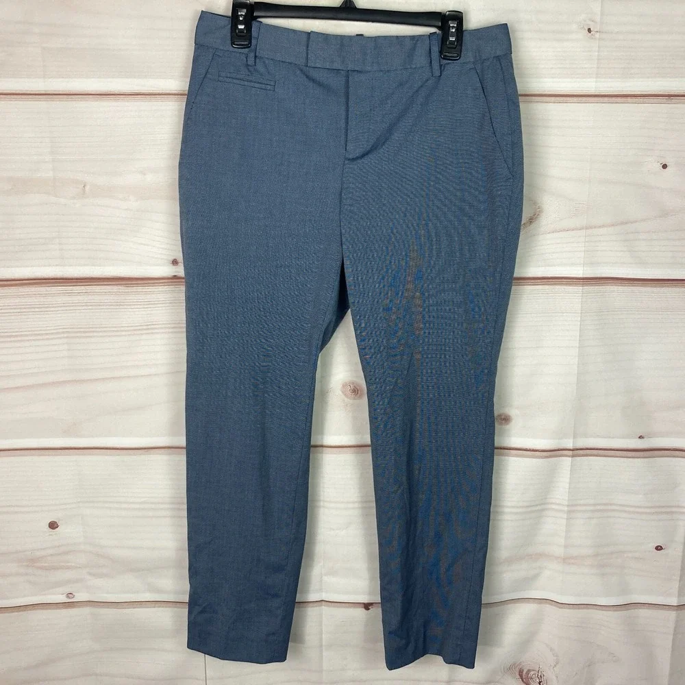 Banana Republic Pants Women 6 Short Blue Jackson Fit Dress Mid Rise Ankle Pocket